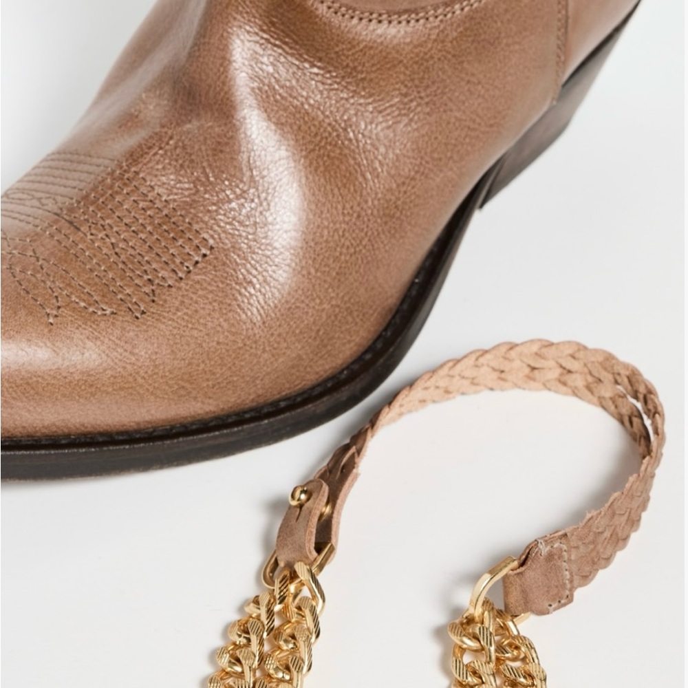 Brown Leather Cowboy Boots with Chain Detail - Picture 5 of 5